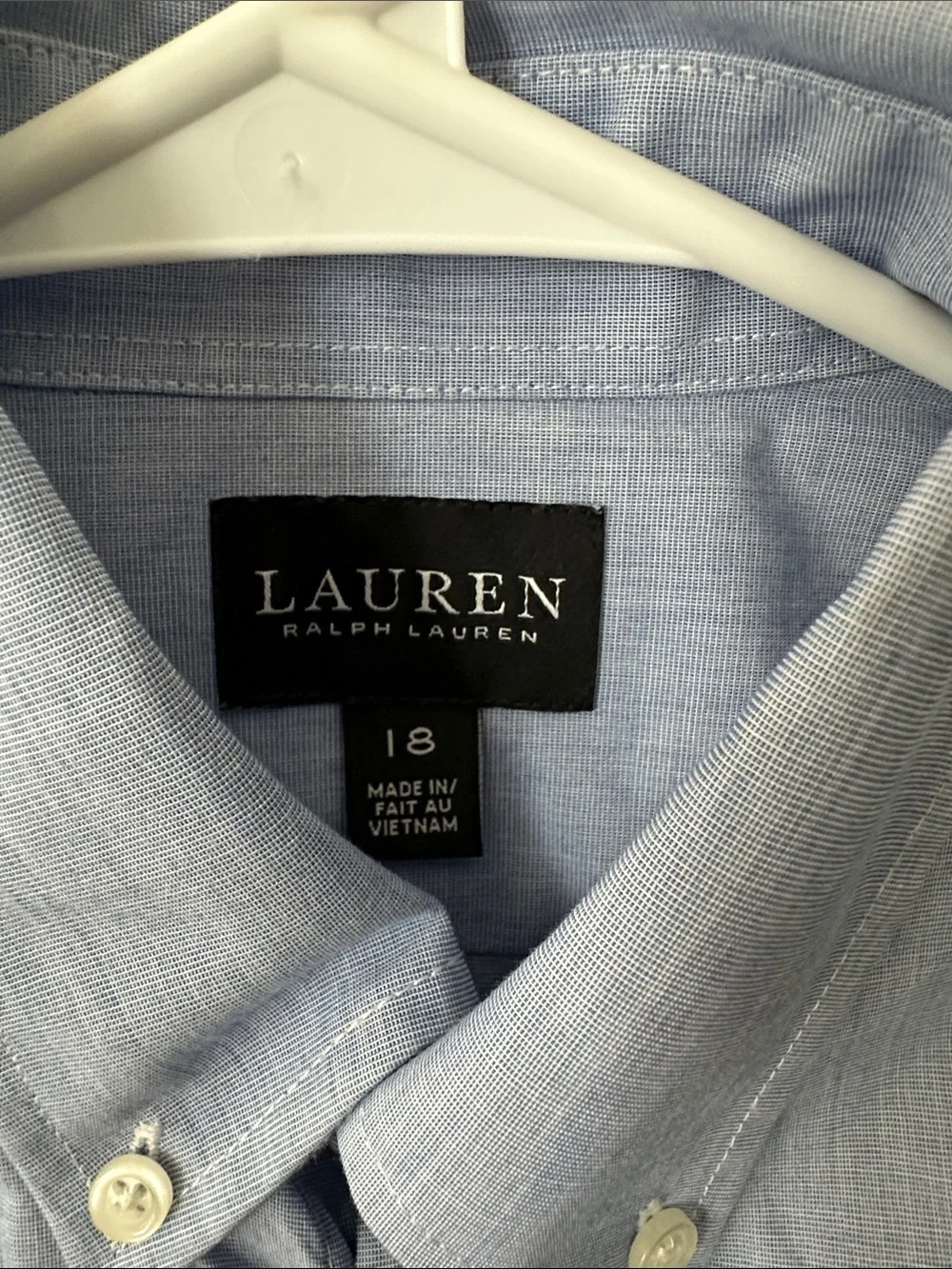 Blue Ralph Lauren Button Down Shirt, Size 18.